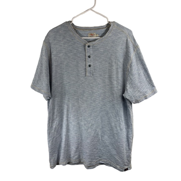 Faherty Sz XL Henley Shirt Short-Sleeved Blue Natural Indigo Dyed Striped.